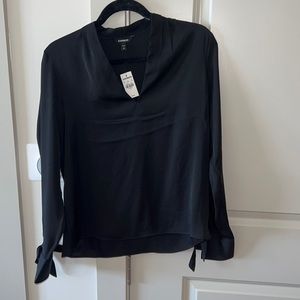 Express black top. Pretty sleeves with ribbon detail.